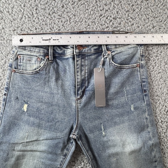 Tractr Diane Mid Rise Distressed Indigo Medium Blue Stretch Jean‎ Sz 6/28 NWT - Picture 4 of 10